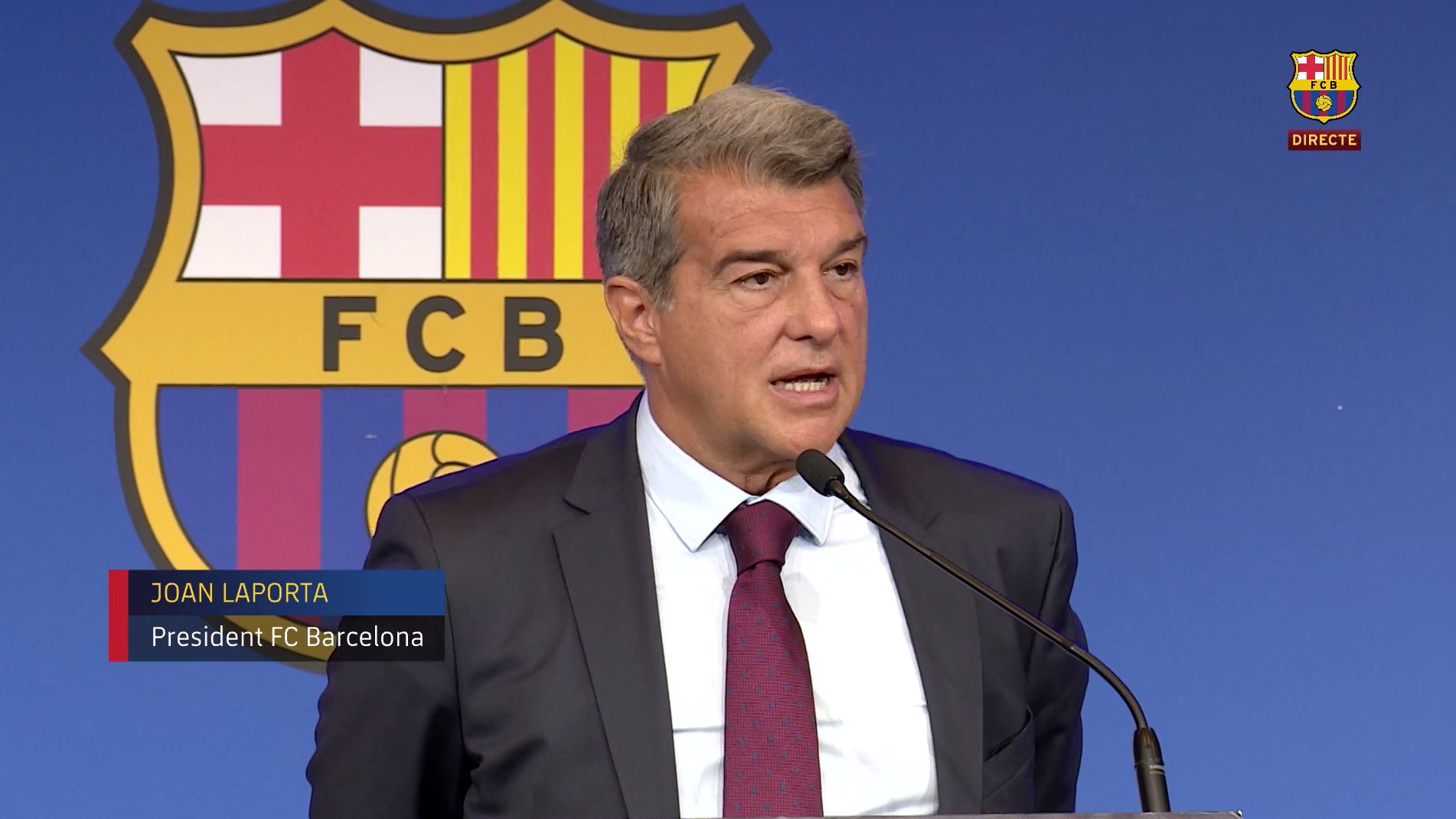 Joan Laporta, en la conferencia de prensa de este viernes. Tomada de @FCBarcelona_es