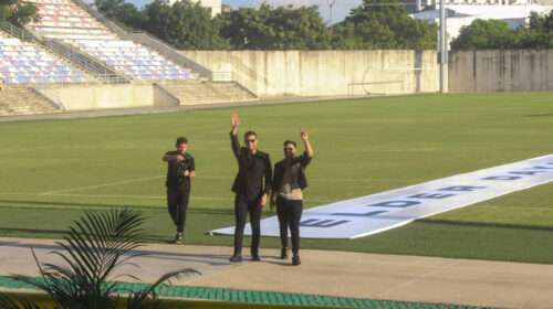 Elder Dayan y Lucas Dangond en el estadio Romelio Martinez