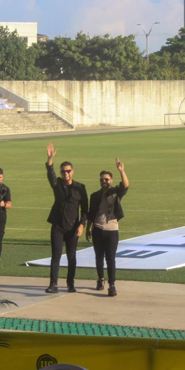 Elder Dayan y Lucas Dangond en el estadio Romelio Martinez